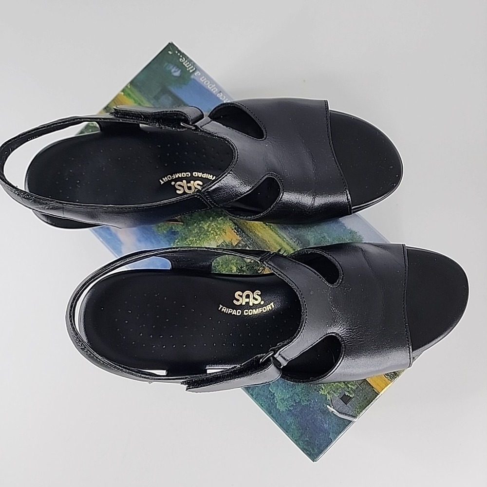 SAS Women's Size 10M Black Leather Tripad Comfort Suntimer Sandal Shoes‎ W/ Box - Picture 5 of 9
